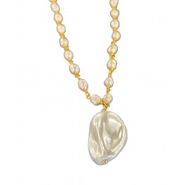 PEARL CHAINS NECKLACE AND BAROQUE PEARL PENDANT