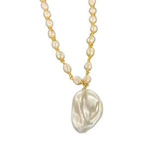 Pearl Chain Necklace, with Baroque Pearl Pendant