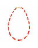 Coral and Irregular Pearls Necklace