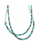 TURQUOISE STONES NECKLACE WITH DOTTED ELEMENTS