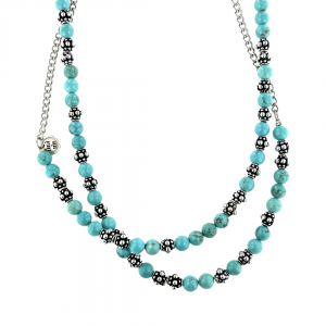 TURQUOISE STONES NECKLACE WITH DOTTED ELEMENTS