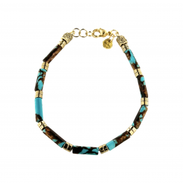 TURQUOISE STONE BRACELET AND GOLD PASSERS