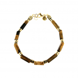 Tiger eye stone bracelet and gold pasts