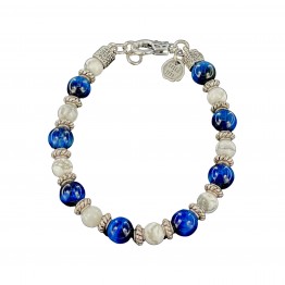 BLUE TIGER'S EYE BRACELET AND STRIPED AULITE WITH SPACERS