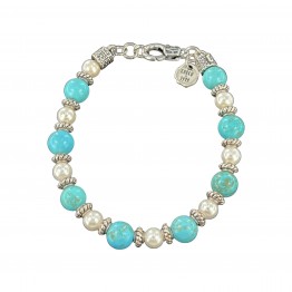 TURQUOISE AND STRIPED AULITE BRACELET WITH SPACERS