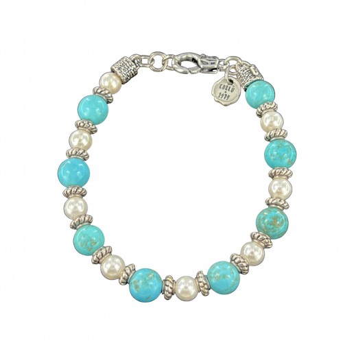 TURQUOISE AND STRIPED AULITE BRACELET WITH SPACERS