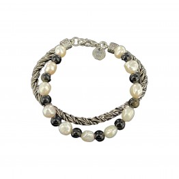 PEARL BRACELET and OBSIDIAN STONE with chain