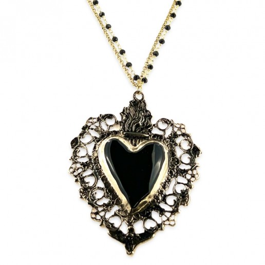 Sacred Heart necklace with Swarovski chain