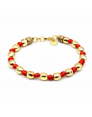 BRACCIALE PEPITE ARGENTO FILO SETA ROSSO