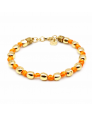 SILVER NUGGET BRACELET SILK THREAD orange