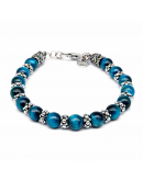 LIGHT Blue TIGER'S EYE BRACELET with Dotted Elements