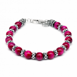 RUBY TIGER EYE BRACELET with Dotted Elements