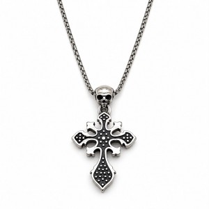 Halskette mit Totenkopf und Kreuz