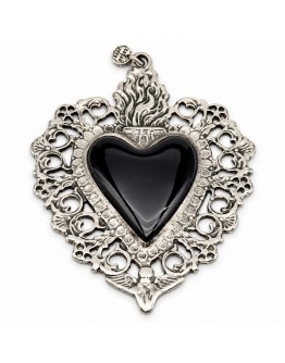 Pendente Sacro Cuore Argento Nero