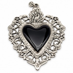 Pendente Sacro Cuore Argento Nero