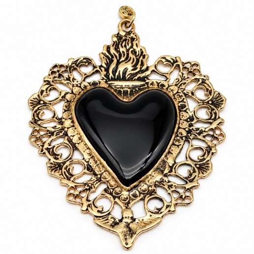 Pendente Sacro Cuore Oro Nero