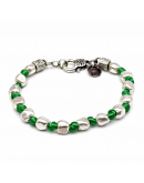BRACCIALE PEPITE ARGENTO FILO SETA Verde