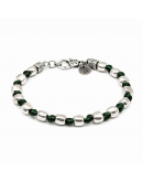 BRACCIALE PEPITE ARGENTO FILO SETA VERDONE