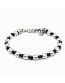 BRACCIALE PEPITE ARGENTO FILO SETA Blu