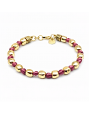 BRACCIALE PEPITE ARGENTO FILO SETA ROSA