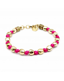 BRACCIALE PEPITE ARGENTO FILO SETA FUCSIA