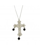 Filigree Cross Necklace with Satin Onyx Stones