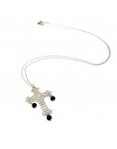 Filigree Cross Necklace with Satin Onyx Stones