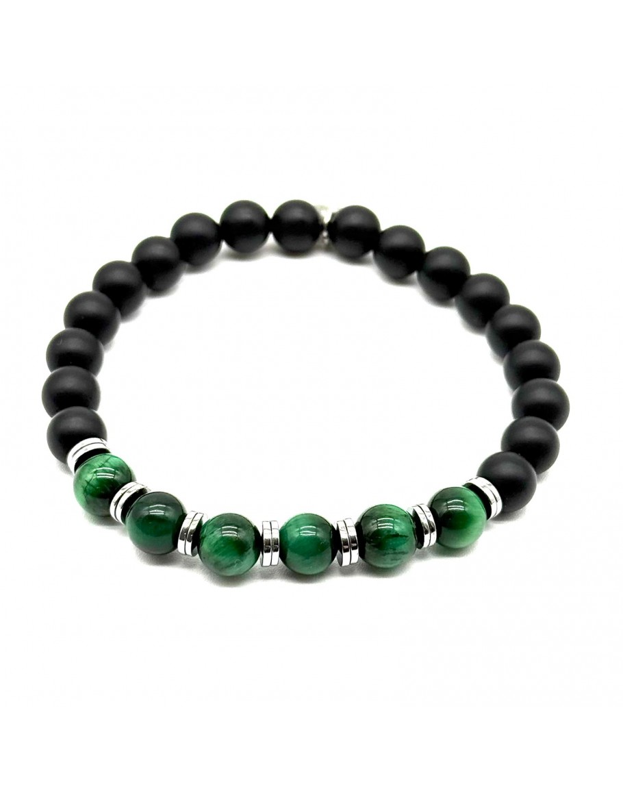 Braccialino In Onice Verde Naturale – Perline Rondelle Sfaccettate 4 Mm, Gioiello Fatto A Mano Dall'India, Lunghezza 22 Cm