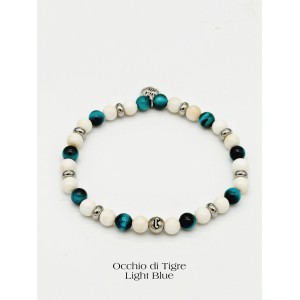 Bracciale con Pietre Diaspro Crema, sfera centrale corlù e pietre 