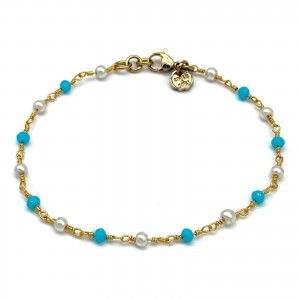 BRACCIALE CATENA SWAROVSKI TURCHESE - PERLE