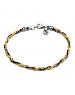Bracciale catena torcione diamantata argento e oro 