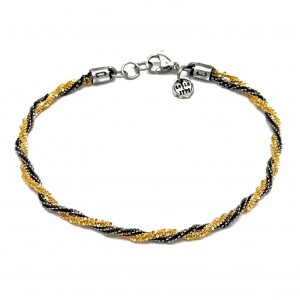Bracciale catena torcione diamantata argento e oro 