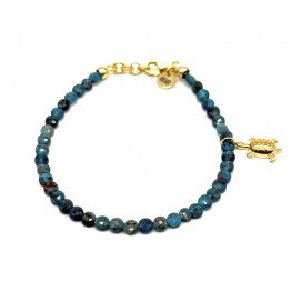 Blue apatite bracelet with turtle
