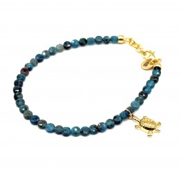 Blue apatite bracelet with turtle