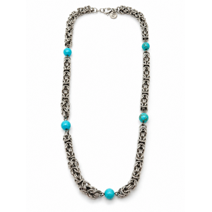 Collar de malla bizantina y turquesa