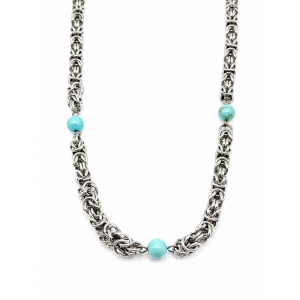 Collar de malla bizantina y turquesa