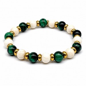 Bracelet with cream-colored jasper stones and green tiger's eye 
