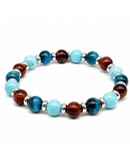 Bracciale con pietre turchese, occhio di tigre light blue e occhio di bue 