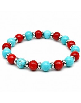 Bracciale con pietre turchese e corallo