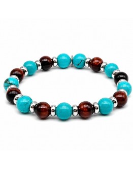 Bracciale con pietre aulite turchese e occhio di bue 