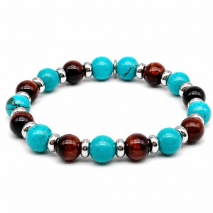 Armband mit Aulit-, Türkis- und Ochsenaugensteinen 