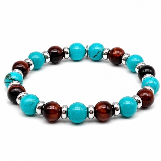 Bracciale con pietre aulite turchese e occhio di bue