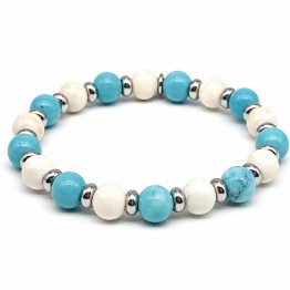 Bracciale con pietre diaspro crema e turchese