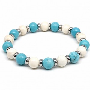 Bracelet with cream-colored jasper and turquoise stones