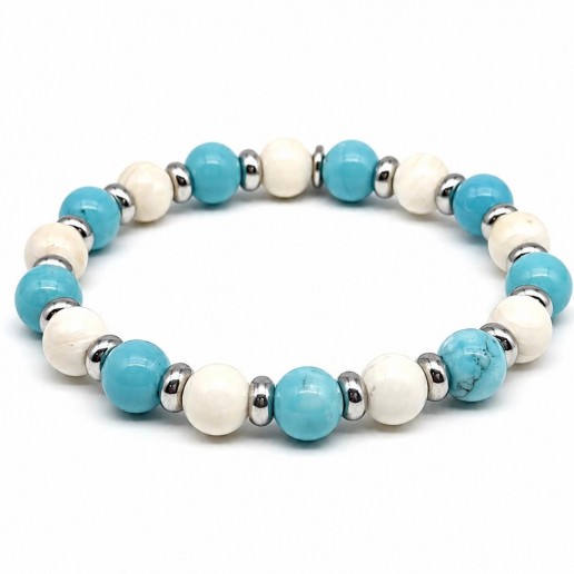 Bracciale con pietre diaspro crema e turchese