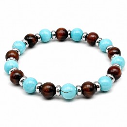 Bracciale con pietre turchese e occhio di bue 