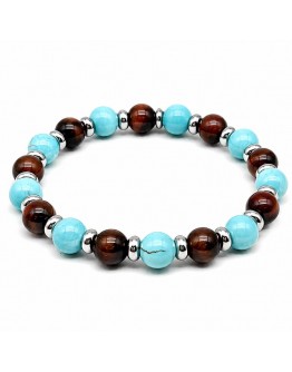 Bracciale con pietre turchese e occhio di bue 