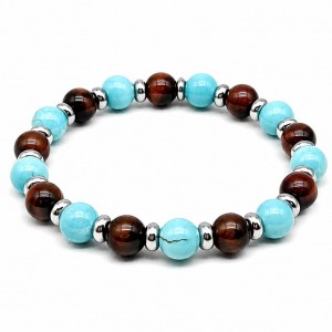 Bracelet with turquoise and bull's-eye stones 