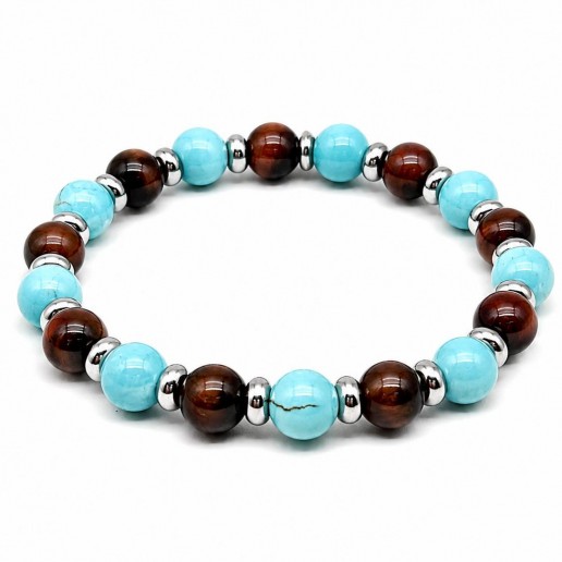 Bracciale con pietre turchese e occhio di bue