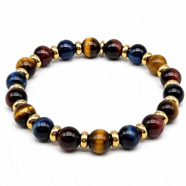 Bracciale con pietre occhio di tigre multicolor